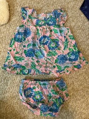 Lilly Pulitzer 6-12 month Floral Baby Dress & Bloomers Set